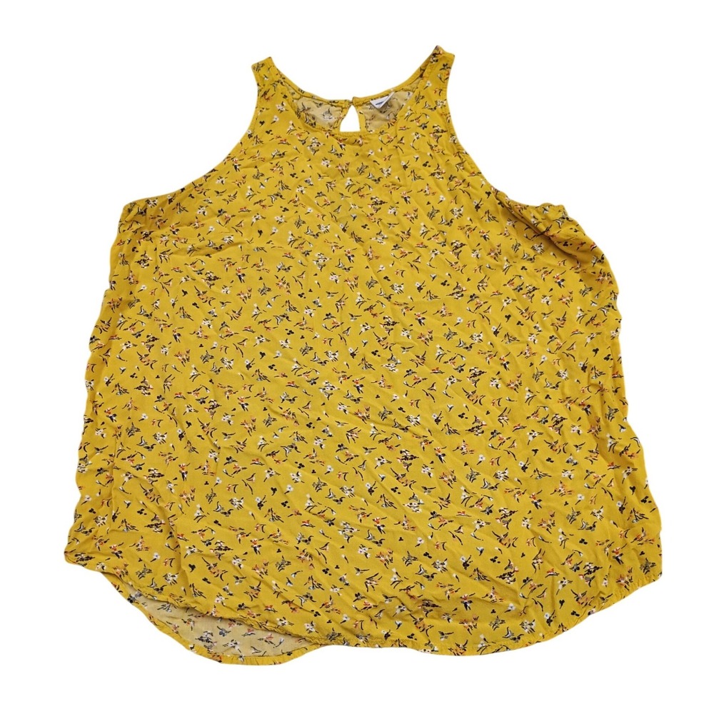 Old Navy Floral Tank Top Womens Medium Yellow Halter Keyhole Boho Summer